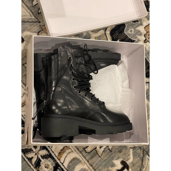 ASH Madness Block Heel Combat Boots Black Size 39 NWT - Picture 10 of 10
